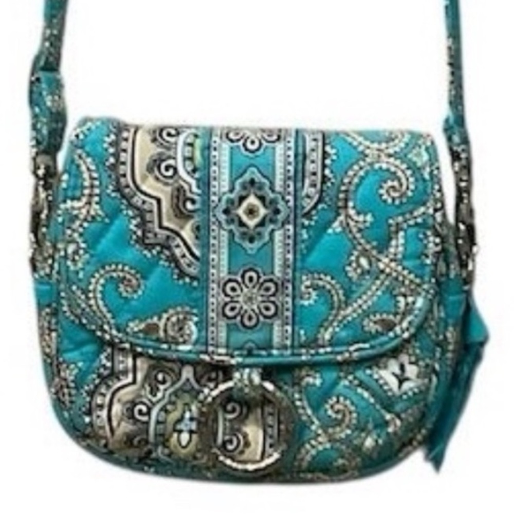 Vera Bradley Retired Totally Turquoise Paisley Quilted Mini Crossbody Bag